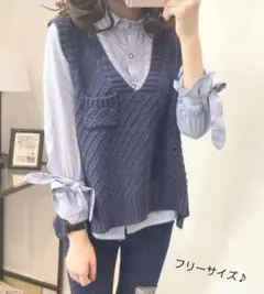 ニット ベスト レディース 韓国ファッション シンプル フリーサイズ
