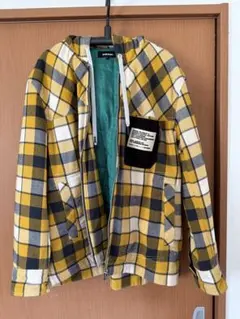 dieselフード付きイエローブラックチェックジャケット