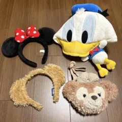 【ディズニーセット！】ドナルド帽子、ミニー、ダッフィーカチューシャ、シェリーメイ