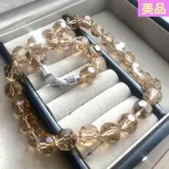 美品 昭和レトロ ヴィンテージ 大粒ティーカラー水晶　カットビーズ　ネックレス