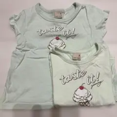 双子女の子　petit main アイスクリームTシャツ 2枚セット 90