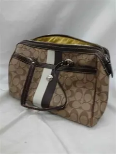 &コーチ シグネチャー ストライプ トートバッグ ベージュ系 レディース