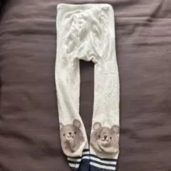 75cm クマデザイン ベビータイツ アイボリー