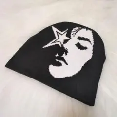 ラス1★ビーニー ニット帽 星 女性デザイン ブラック ヒップホップ 男女兼用