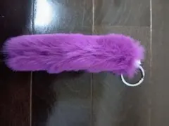 パープル ファーキーホルダー