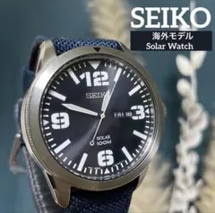 SEIKO 海外モデル　ソーラーウォッチ ネイビー 100m防水