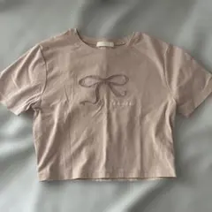 リボン刺繍 クロップドTシャツのサムネイル