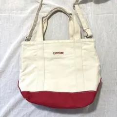 ikka CATITUDE 2WAYキャンバストートバッグ 赤白のサムネイル