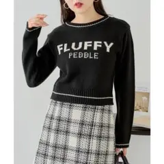 Chico ロゴジャガードラインニット トップス　黒　長袖カットソー