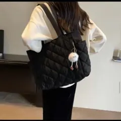 トートバッグ ② ハンドバッグ 大容量 黒 韓国 バッグ バック キルティング