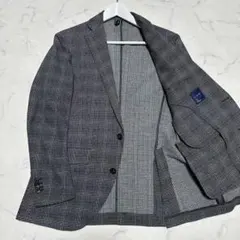 美品　エドウィン　デニスラ　グレンチェック　アンコンジャケット　XL　ネイビー 美品 エドウィン デニスラ グレンチェック アンコンジャケット XL