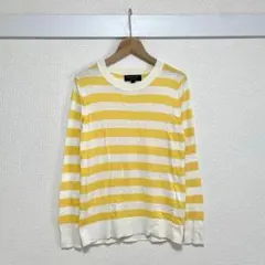 バナナリパブリック ボーダーニット S 春服 黄色 薄手 インナー クルーネック