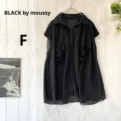 【ブラックバイマウジー】シアー半袖ブラウスポケットシャツ　涼しい　黒　ブラックFのサムネイル