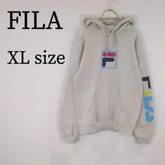 FILA フィラ パーカー 長袖 ロゴ 袖ロゴ オーバーサイズ 裏起毛 XL