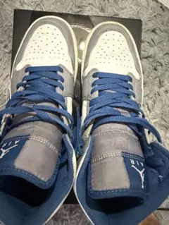 Air Jordan 1 ホワイト/グレー/ブルー ミッドカット