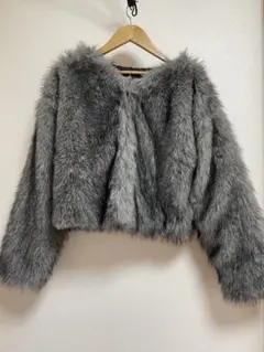 GRL グレー ファー クロップドジャケット　ファーコート