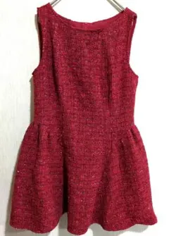 SHEIN レッド ノースリーブ ミニワンピース 【M】