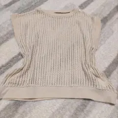ベージュ メッシュ ノースリーブニット M 未使用品タグ無し