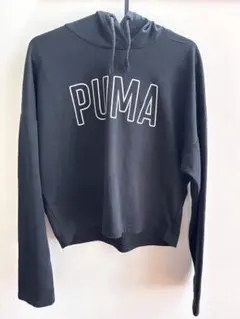 PUMA クロップドフードパーカー ブラック　レディース　S