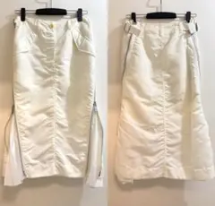 sacai ナイロン サイドプリーツスカート 白 ドッキングのサムネイル