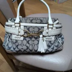 Coach ロゴ入りハンドバッグ グレー/ホワイト
