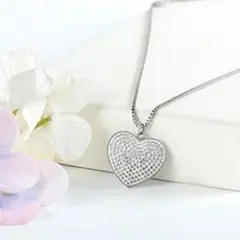 2点有❣️ ハートペンダントネックレス 輝くジルコニア ハート ステンレススチール