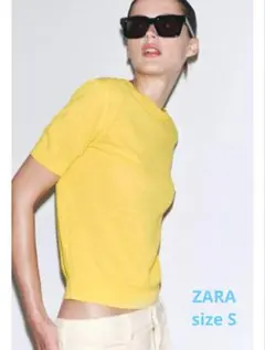 ZARA リネンショートスリーブ　ニットトップス S