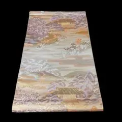 5k1513 袋帯　絹　プラチナ二重箔　花宴胡蝶文　唐織　白　銀色　花柄　和装 5k1513 袋帯 絹 プラチナ二重箔 花宴胡蝶文 唐織 白 銀色 花柄