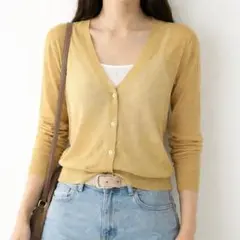 ユニクロ【M】ライトＶネックカーディガン 長袖 薄手 羽織り