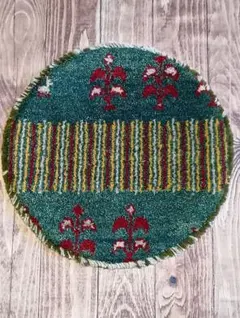 ペルシャ絨毯　ギャッベ　座布団　手織り　イラン　丸(77)