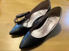 【銀座かねまつ】パンプス/黒/レザー/エナメル/ストラップ取り外し可能