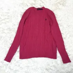 ポロラルフローレン カシミヤ混 ケーブルニット ホースロゴ刺繍 クルーネック