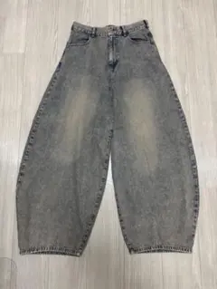正規品✨ elev グレー ペイント加工 ワイドデニムパンツ - メルカリ