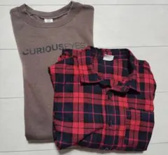 デビロック dev!rockチェック柄長袖シャツ&dev!rockトレーナ