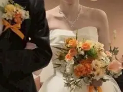 ウェディングブーケ ブートニア 結婚式 オレンジ