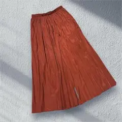 ガウチョパンツ フレアパンツ くすみオレンジ ロング丈