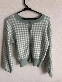 値下げ！ミントグリーン チェック柄 カーディガン Mサイズ