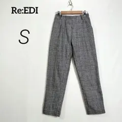 秋冬✨テーパードパンツ 黒白チェック クロップド丈 ウエストゴム【S】c5037