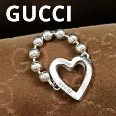 GUCCI インターロッキングG エナメルハート リング 925シルバー 10号