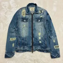 Jackrose デニムジャケット ダメージ加工 ジップアップ　Gジャン　L