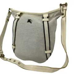 バーバリーブルーレーベル ショルダーバッグ ホースロゴ刺繍 キャンバス グレー