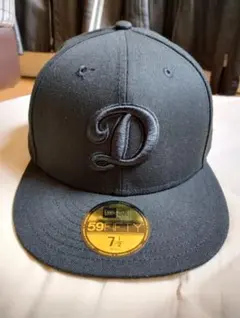 New Era 59FIFTY Dロゴ オールブラック 7 1/2 極美品