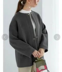 【匿名配送】テチチ　ノーカラーグレージャケット　ノーカラーコート