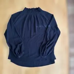 SENSE OF PLACE フリルネック ブラック シャツ