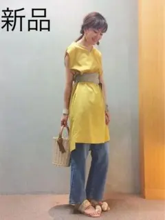 新品 ランダ RANDA コクーンシルエット ノースリーブワンピース マスタードのサムネイル