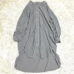 卡夫內 條紋 長襯衫 長袖 圓領 無領 oversize