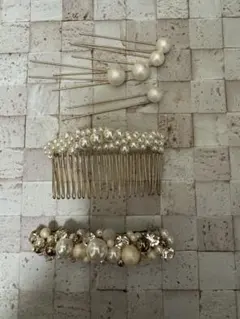パールヘアアクセサリーセット 3点