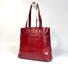 良品 ヒロフ トートバッグ 肩掛け レザー レッド　本革　Hロゴ　ワインレッド