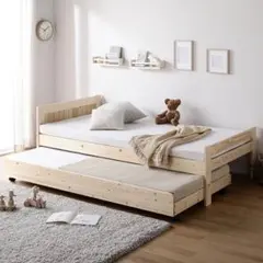 RASIK 親子ベッド[Twinel ツウィネル] ナチュラル 天然木 シングル