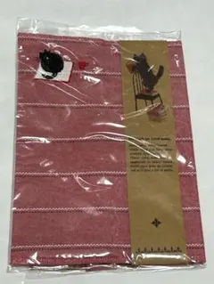 猫刺繍 赤い布製ブックカバー